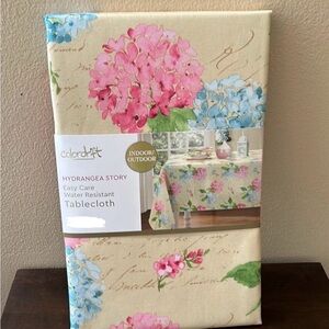 Colordrift Tablecloth Hydrangeas New Scroll Floral Spring Summer 70” round